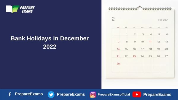 Bank Holidays in December 2022
