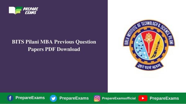 BITS Pilani MBA Previous Question Papers PDF Download