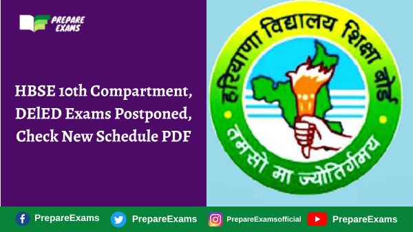 HBSE 10th Compartment, DElED Exams Postponed, Check New Schedule PDF