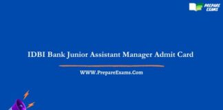 IDBI Bank Junior Assistant Manager Admit Card