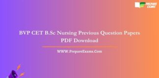 BVP CET B.Sc Nursing Previous Question Papers PDF Download