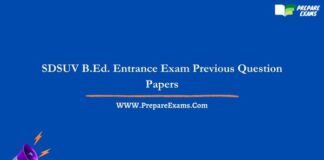 SDSUV B.Ed. Entrance Exam Previous Question Papers