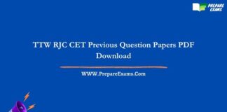 TTW RJC CET Previous Question Papers PDF Download