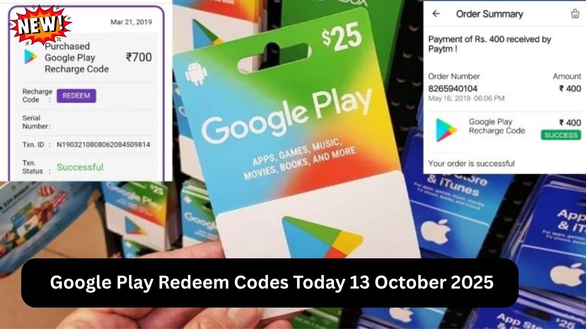 Google Play Redeem Codes Today 13 October 2025